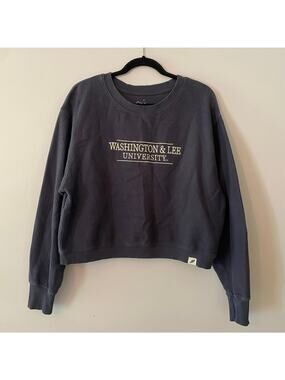 Washington & Lee University Navy Blue Ribbed Crewneck Sweatshirt Cotton Large